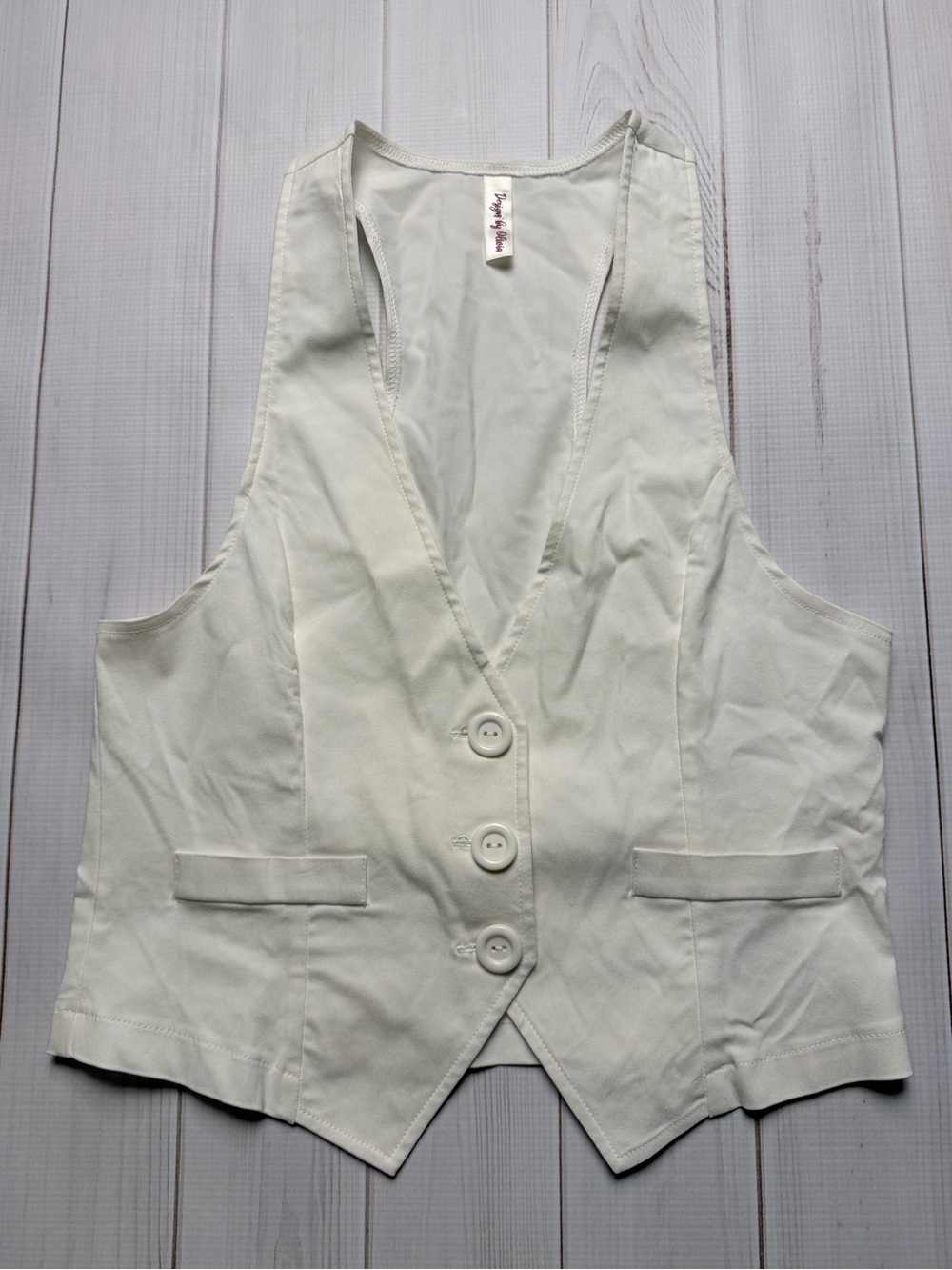 Cream Button-Front Vest - Picture 2 of 6
